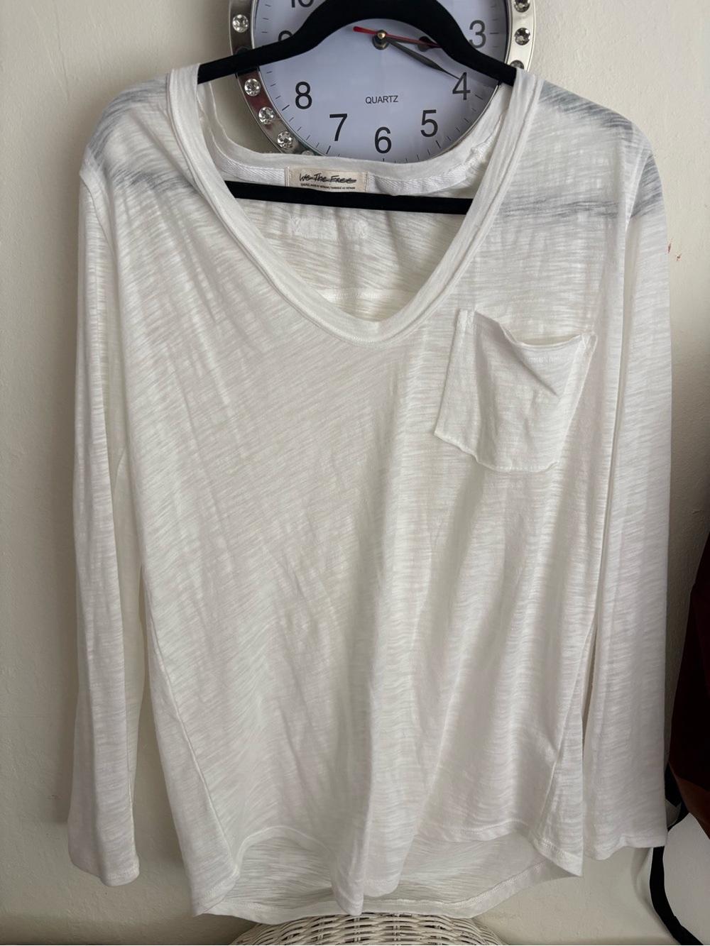 Classic Long Sleeve Pocket Top - White Size S